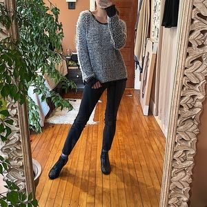 Xhilaration ❄️ Fuzzy Black and White Sweater